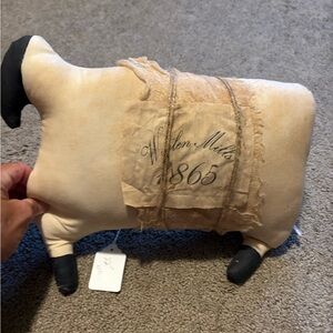 Decorative Sheep Pillow with Vintage Script 1865